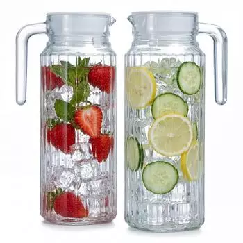 BigDean Kühlschrankkrug 1,1L Borosilikatglas mit Deckel, 2er-Pack (1002904)
