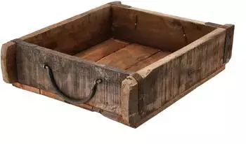 Spetebo Ziegelform Holzkiste mit Metallbeschl&auml;gen, recycelt, 30x25cm (66169)