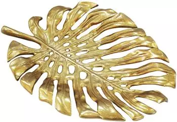 Wohnling Dekoschale Monstera-Blattform gold Aluminium 36cm (WL7.553)