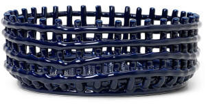 Ferm Living Keramik-Flechtkorb 29x10cm blau