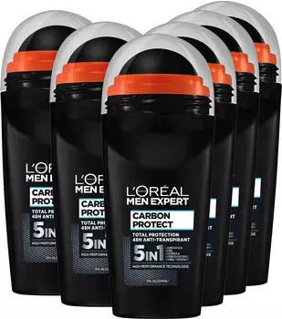 L'Or&eacute;al Men Expert Carbon Protect Deodorant Roll On (6x50ml)