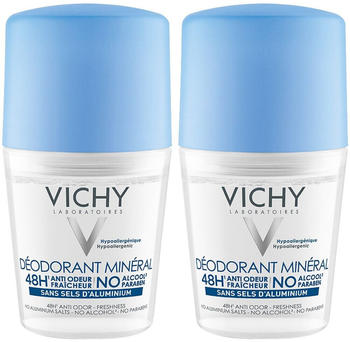 Vichy Mineral-Deodorant ohne Aluminiumsalze 48h Roll-On (2 x 50 ml)