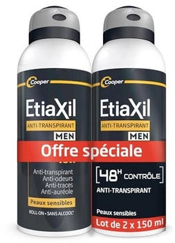 EtiaXil Anti-Transpirant Deodorant 48h Für Männer Empfindliche Haut 2x150ml