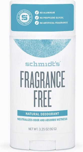 Schmidt's Fragrance Free De­odo­rant Stick (75g)