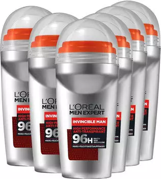 L'Or&eacute;al Men Expert Invicible Man 96h Deo Roll-on (6 x 50ml)