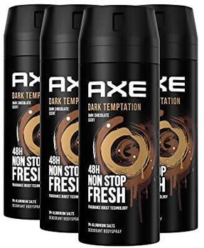 Axe Dark Temptation 48H Fresh Deodorant & Bodyspray (4 x 150 ml)