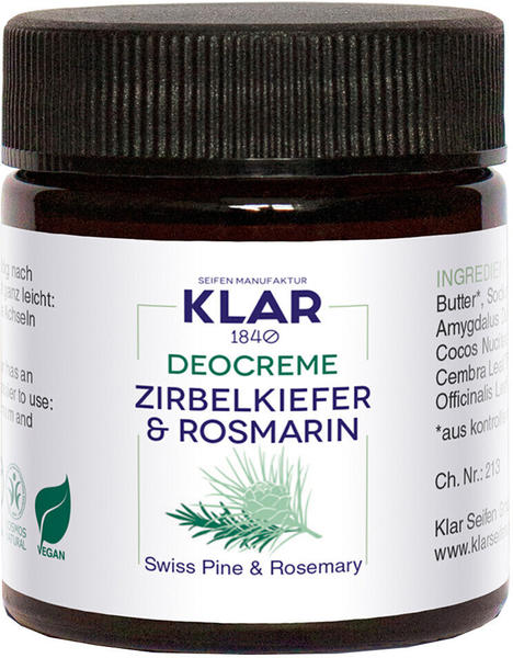 KLAR Seifen Deocreme Zirbelkiefer & Rosmarin (30 ml)