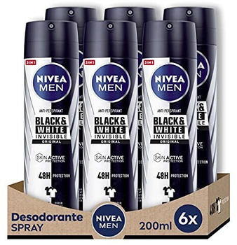 Nivea Invisible for Men Black & White Deospray (6x200ml)