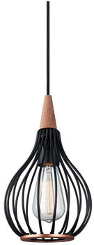 Halo Design No. 990891 LED Pendelleuchte DROPS, schwarz matt-Holz Ø 17 cm