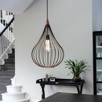Halo Design No. 990921 LED Pendelleuchte DROPS, schwarz matt-Holz Ø 38 cm
