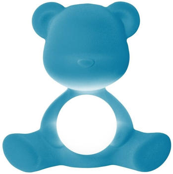 qeeboo Teddy Girl Rechargeable Lamp Velvet Finish Tischleuchte light blue 35x24x32 cm