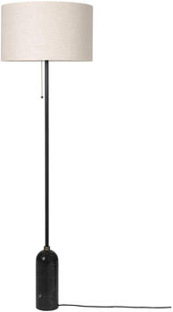 Gubi Gravity Stehleuchte leinen schwarz Leinen H 169cm, Ø 50cm schwarzer Marmor