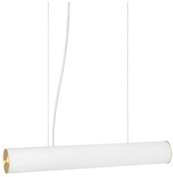 ferm LIVING Vuelta Pendellampe weiß/messing klein Ø 8,4x60 cm