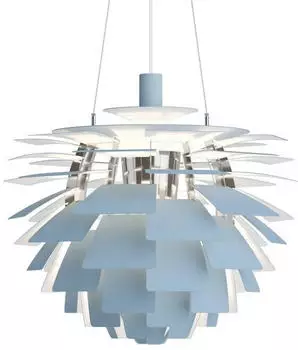 Louis Poulsen PH Artichoke Pendelleuchte &Oslash; 60 cm dusty blue/high lustre chrome plated