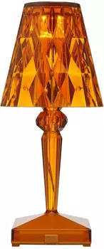Kartell Battery LED Outdoor Tischleuchte Akku bernstein transparent bernstein