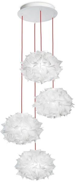 Slamp Veli Mini Quartett Couture Suspension rot weiß dekoriert
