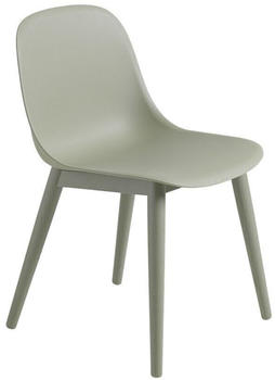 Muuto Fiber Side Stuhl - grün, Holz,Kunststoff - 49x77x53 cm - schlammgrün - Gestell schlammgrün - Dusty Green/Dusty Green (205)