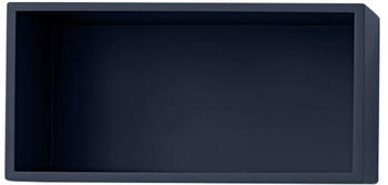Muuto Mini Stacked 2.0 mit Rückwand Holz - 33x26x16 cm - nachtblau - midnight blue (018) klein