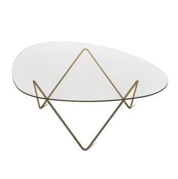 Gubi Pedrera Couchtisch gold oval Glas 86x38x106 cm messing (603)