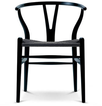 Carl Hansen & Søn CH24 Wishbone Chair, Buche schwarz / schwarzes Geflecht