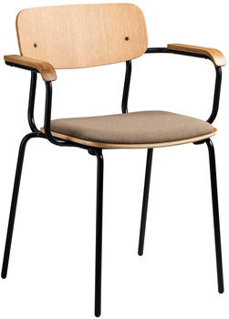 FDB Møbler J182 Holmen Armlehnstuhl gepolstert beige/Gabriel Grain schwarz 49x79,5x60cm