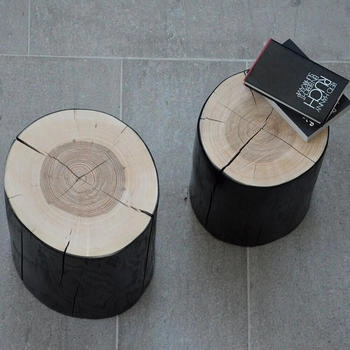 Jan Kurtz Hocker BLOCK Kernesche schwarz lackiert ca Ø 29x46 cm
