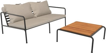 Houe AVON Lounge Set 1 - beige rechteckig Holz Metall - 58x159x99 cm - Sunbrella Heritage ash (603)