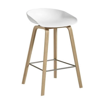 HAY AAS 32 2.0 Barhocker niedrig Sitzschale Polypropylen Eiche weiß lackiert 47x75x43cm