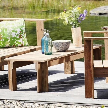 Jan Kurtz Beistelltisch BATTEN recyceltes Teak ca 156x54x38 cm