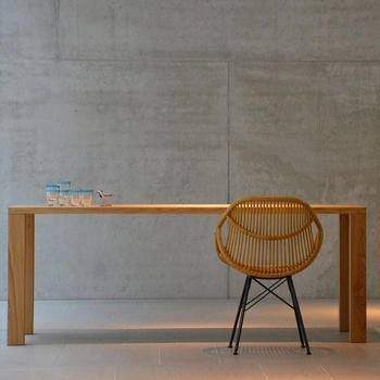 Jan Kurtz Tisch LEOSlerplatte 36 mm Eiche-Furnier 200x90 cm 76 cm hoch Beine 9x9 cm