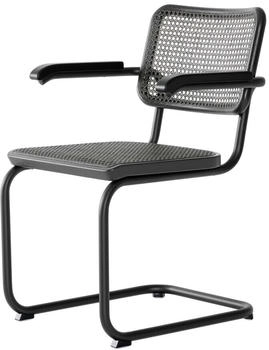Thonet S 64 V Freischwinger Armlehnstuhl mit Rohrgeflecht Dark Melange schwarz (4066962015939)