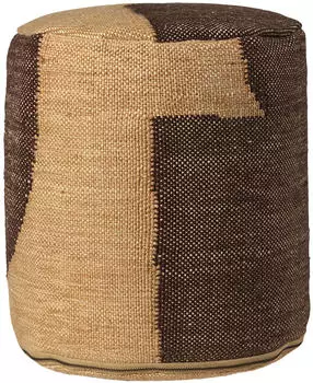 ferm LIVING Forene Zylinder-Pouf, Tan/Chocolate, Ø38x42cm (1104268932)