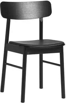 Woud Soma Essstuhl Schwarzes Leder, Esche Schwarz (100022)