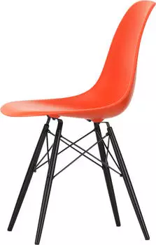Vitra Eames Plastic Sidechair DSW RE Ahorn schwarz gebeizt poppy red Filzgleiter schwarz (440305/03/30/05)