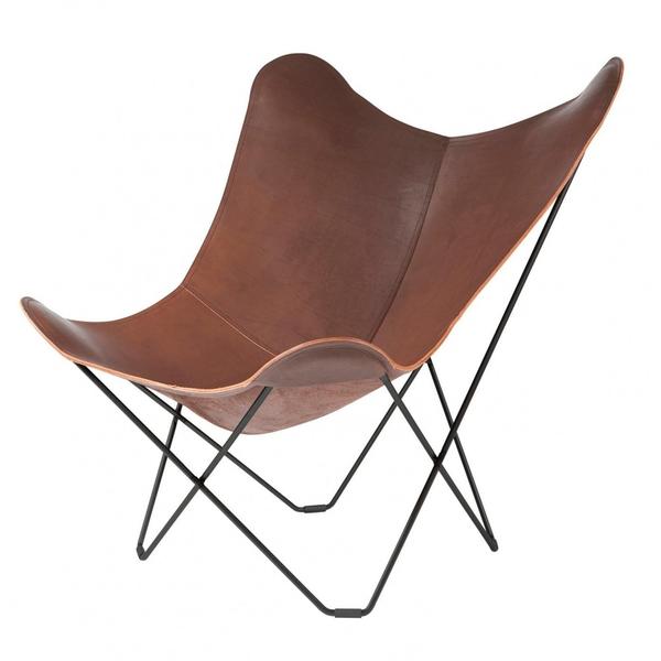 Cuero Design Leather Butterfly Chair Pampa Mariposa Chocolate/ Gestell schwarz