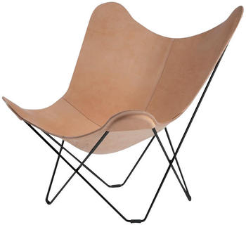 Cuero Design Leather Butterfly Chair Pampa Mariposa Crude Nature/ Gestell schwarz