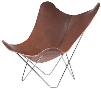 Cuero Design Leather Butterfly Chair Pampa Mariposa Chocolate/ Gestell chrom