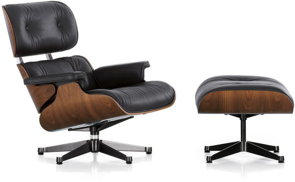 Vitra Lounge Chair & Ottoman XL (neue Maße) Nero/Nussbaum