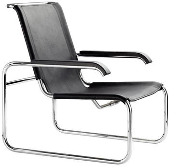 Thonet Loungesessel S 35 L mit Armlehnen Leder schwarz (TP 29)