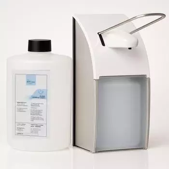 Blanc Hygienic SET: Armhebelspender EURO Spender EDELSTAHL + 6x 0,5-Liter Haut- und H&auml;ndedesinfektion PRODUKTSET