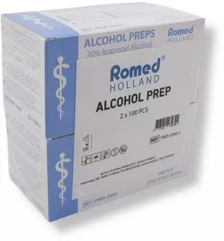 Romed Alkoholtupfer 65 x 30 mm 2-lagig 1x2x100 St Tupfer