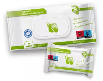MaiMed MyClean HB Flowpack Händedesinfektionstücher getränkt 79771 1 Packung à 80 Tücher Maße: 19 x 14 cm