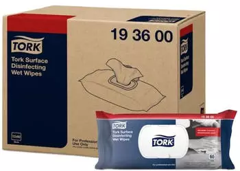 Tork Desinfektionst&uuml;cher f&uuml;r Oberfl&auml;chen W20 193600 1 Karton 12 Packungen &agrave; 60 T&uuml;cher