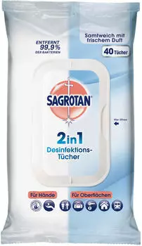 Sagrotan 2 in 1 Desinfektionst&uuml;cher (40 Stk.)