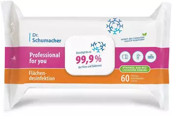 Dr. Schumacher Professional for you Fl&auml;chendesinfektionst&uuml;cher 60 00-323DS-T060PY 1 Packung T&uuml;cher Ma&szlig;e: 20 x 22 cm