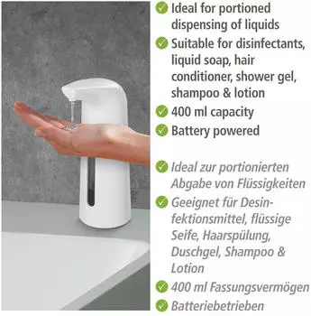 Wenko Infrarot Sensor Desinfektionsmittel- und Seifenspender Lari 24841100 F&uuml;llmenge: 400 ml