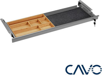 CAVO Dokumentenschublade abschließbar 850 x 265 x 45 mm mit Bambus Einsatz grau