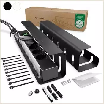 UNITURE Kabelkanal Schreibtisch 40 cm schwarz 2 St&uuml;ck