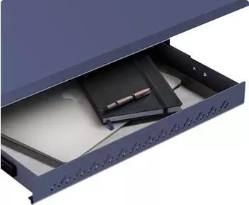 Desktronic Schubladen-Organizer unter dem Schreibtisch, 41x27x5cm, Hochwertiger Stahl, Ausziehbarer Platzsparer Blau