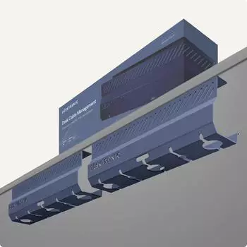 Desktronic Kabelkanal Schreibtisch, 2x43cm, Hochwertiger Stahl, Kabel Organizer f&uuml;r Kabelf&uuml;hrung Blau